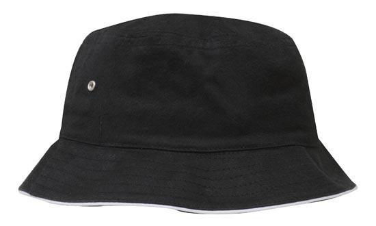 Headwear-Headwear Brushed Sports Twill Bucket Hat-Black/White / M-Uniform Wholesalers - 6