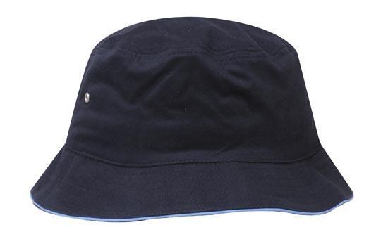 Headwear-Headwear Brushed Sports Twill Bucket Hat-Navy/Sky / M-Uniform Wholesalers - 13