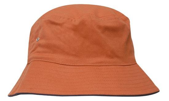 Headwear-Headwear Brushed Sports Twill Bucket Hat-Orange/Navy / M-Uniform Wholesalers - 15