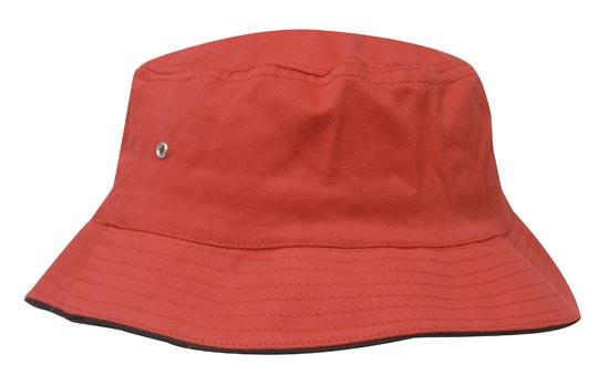 Headwear-Headwear Brushed Sports Twill Bucket Hat-Red/Black / M-Uniform Wholesalers - 18
