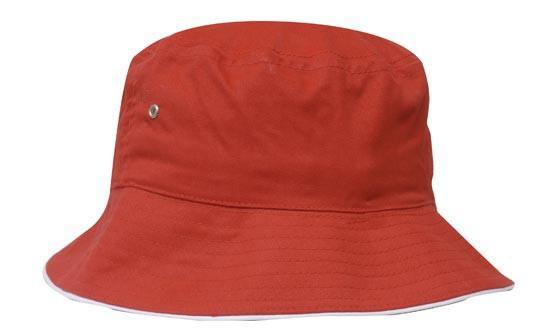 Headwear-Headwear Brushed Sports Twill Bucket Hat-Red/White / M-Uniform Wholesalers - 19