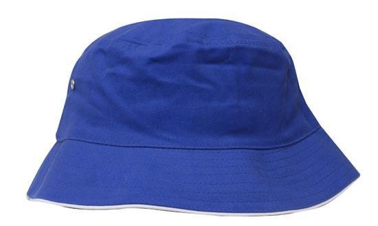 Headwear-Headwear Brushed Sports Twill Bucket Hat-Royal/White / M-Uniform Wholesalers - 20