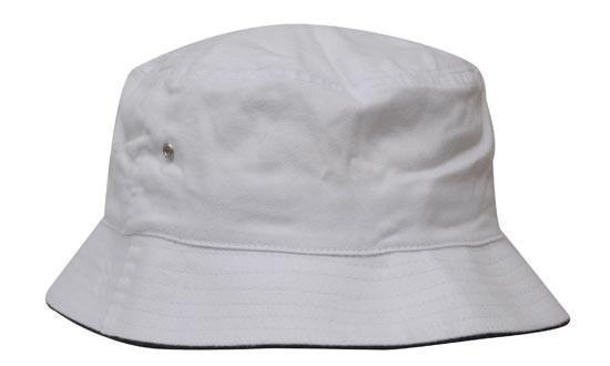 Headwear-Headwear Brushed Sports Twill Bucket Hat-White/Navy / M-Uniform Wholesalers - 23