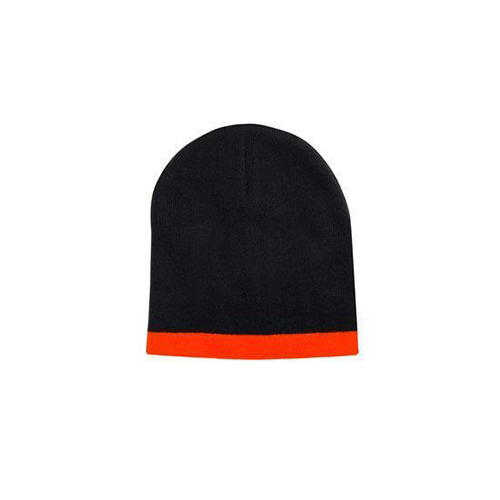 Headwear Roll Down Two Tone Acrylic Beanie - Toque Hat (4188)