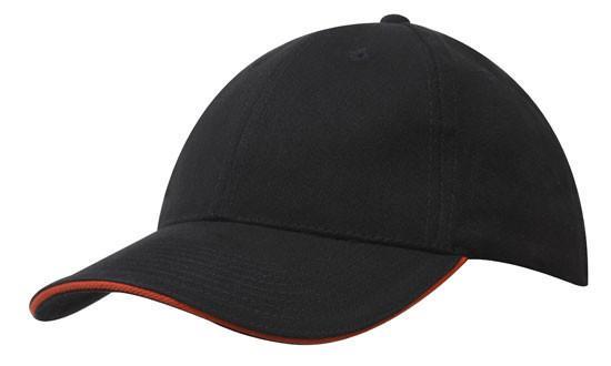 Headwear-Headwear Brushed Heavy Cotton with Sandwich Trim-Black/Orange / Free Size-Uniform Wholesalers - 3