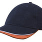 Headwear-Headwear Brushed Heavy Cotton with Indented Peak-Navy/White/Orange / Free Size-Uniform Wholesalers - 8